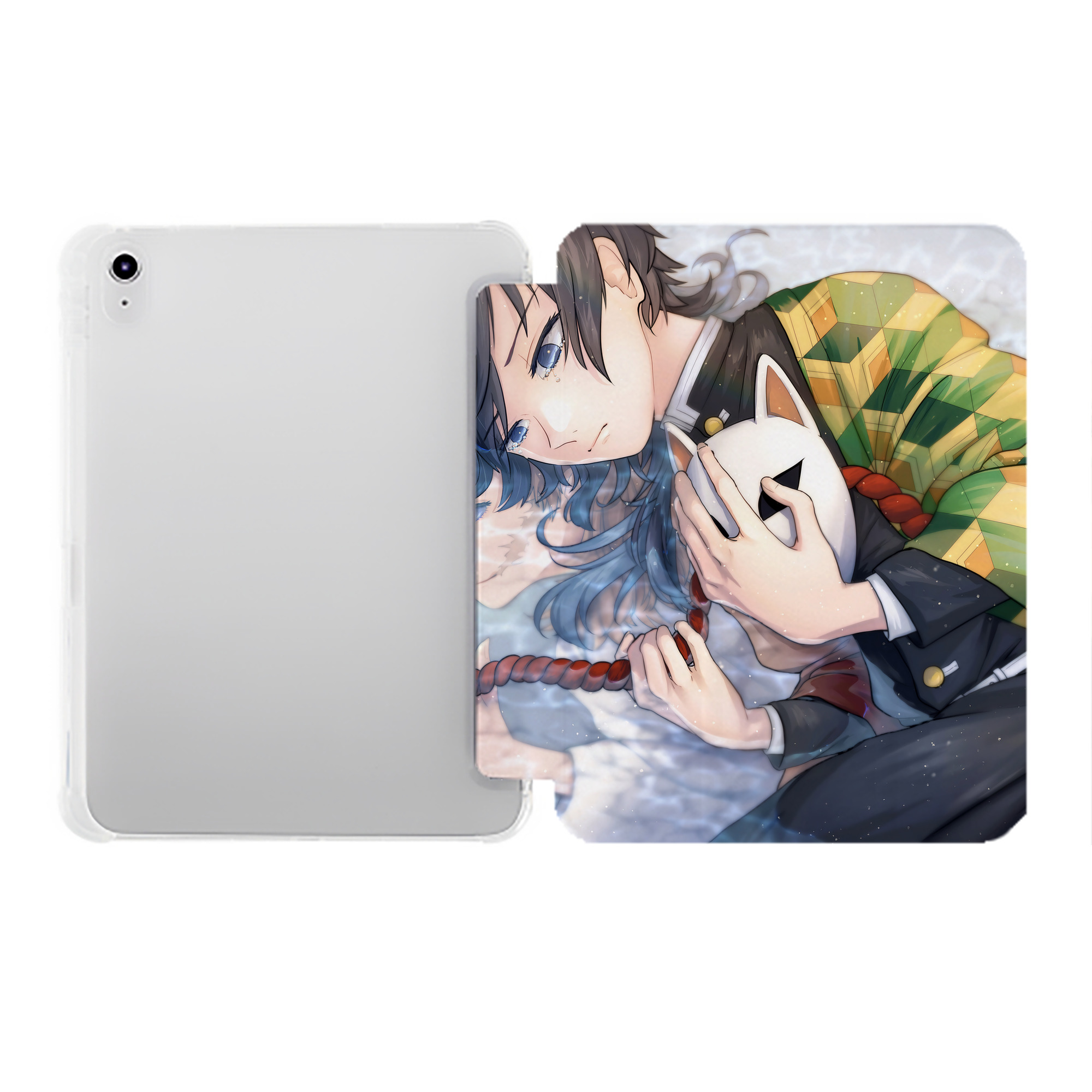 （画像用） 鬼滅の刃（きめつのやいば）水柱-冨岡 義勇／とみおか ぎゆう Tomioka Giyuu IPad ケース ペン収納付き 三つ折りスタンド PUレザー×シリコン 対応機種9.5/10.5/10.9インチ